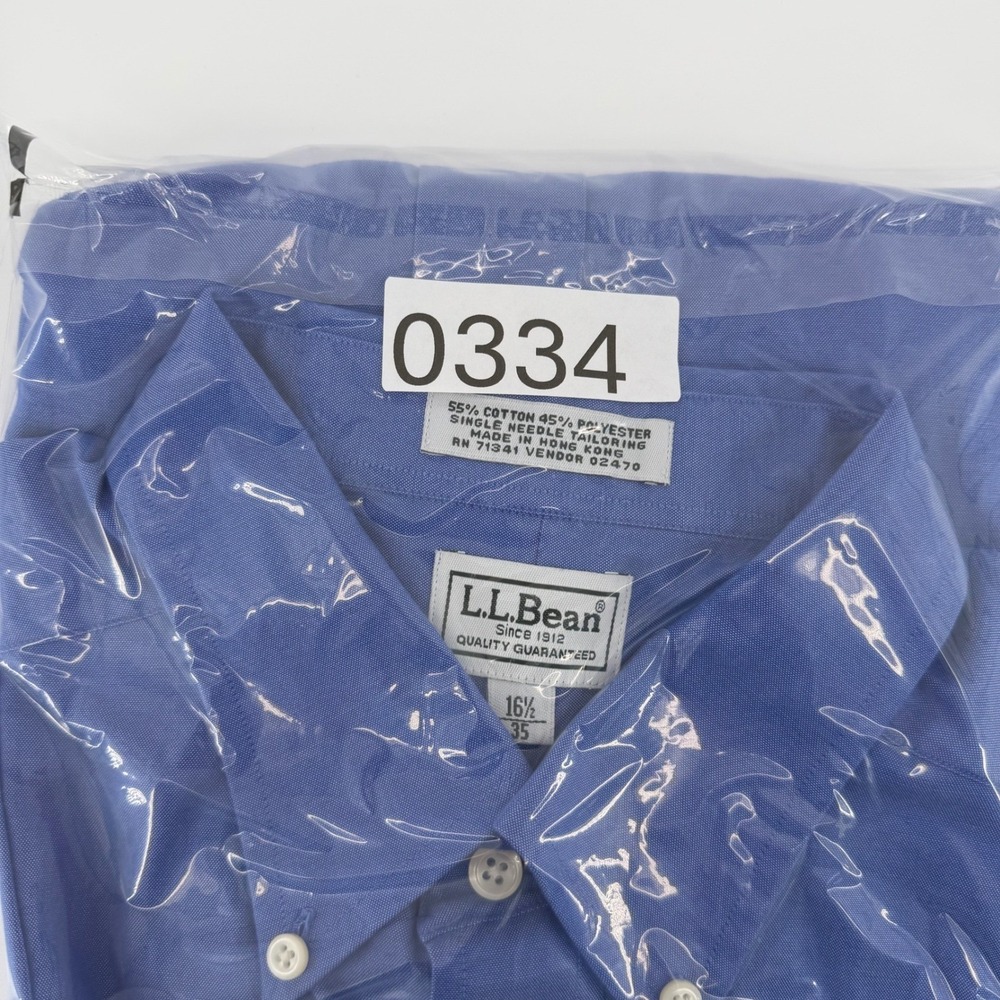 LL Bean Mens Blue Oxford Button Down Shirt 16.5 35 Long Sleeve 0 KQ54 - Picture 8 of 8